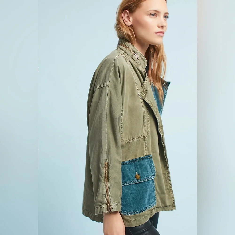 Current/Elliot Double Placket Jacket Military Green